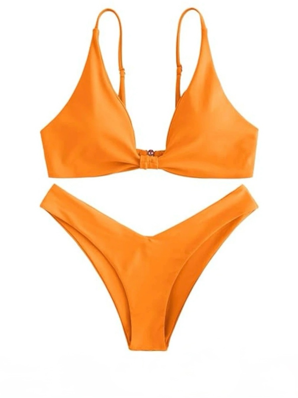 Zaful Orange V-Plunge Bikini Set